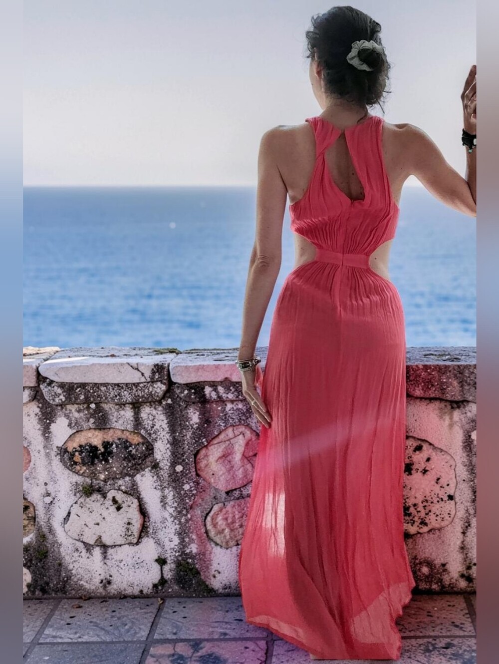 VIX Paula Hermanny Women’s Coral Slit Maxi Dress - Sleeveless V-Neck - Picture 6 of 10